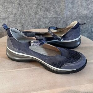 Jambu Mary Jane Shoes Women Blue Suede Comfort Orthopedic Strap Size 9.5W